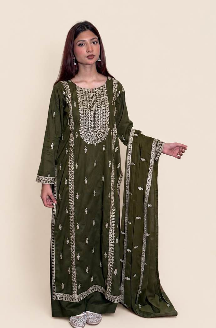 Olive Green Suit 3pcs
