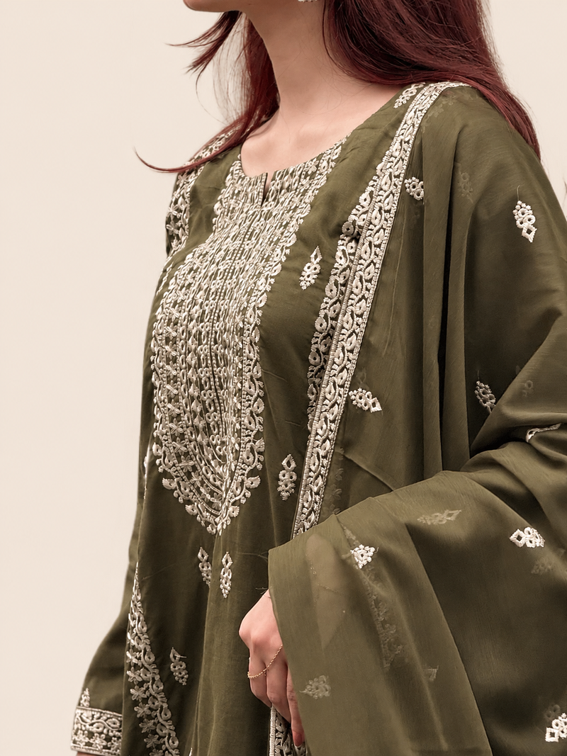 Olive Green Suit 3pcs