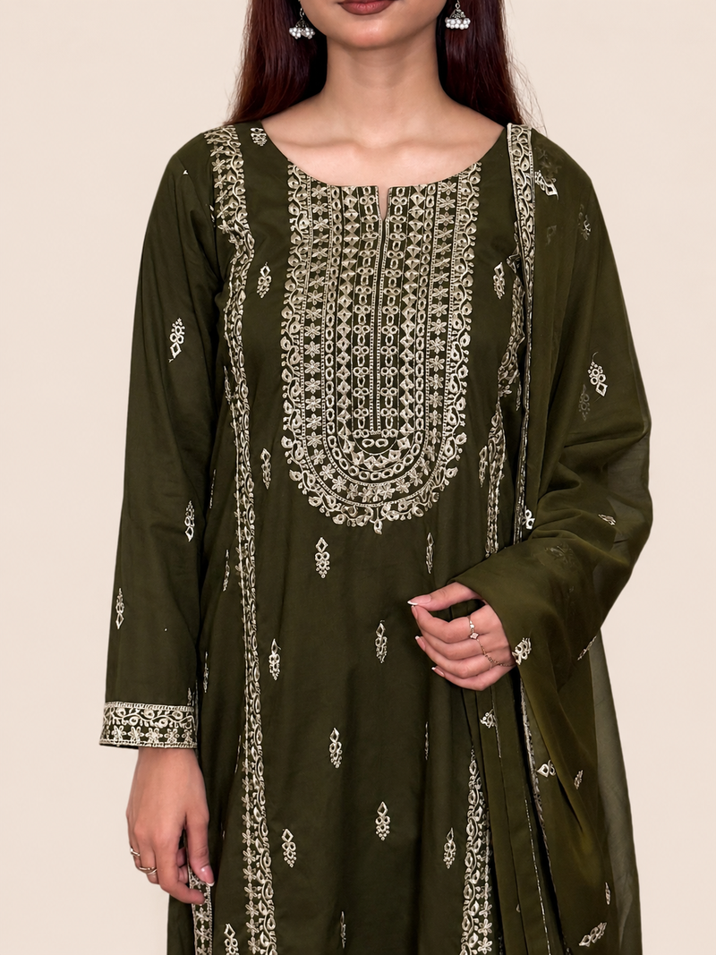 Olive Green Suit 3pcs